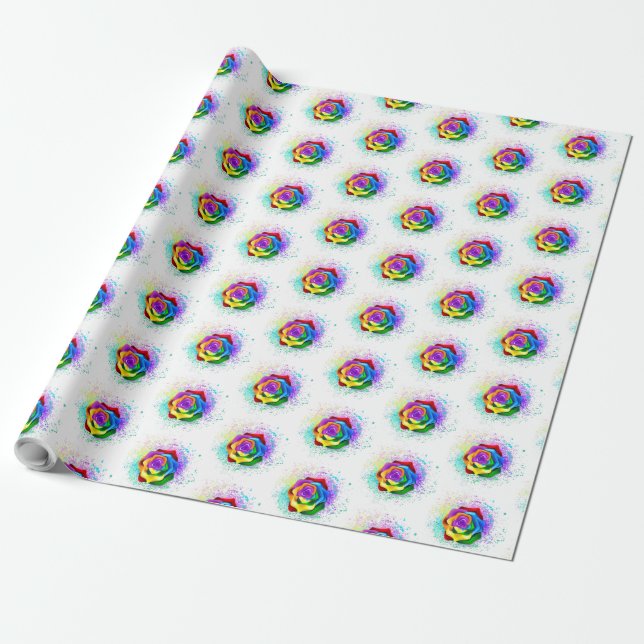Papier Cadeau Rose arc-en-ciel coloré (Déroulé)