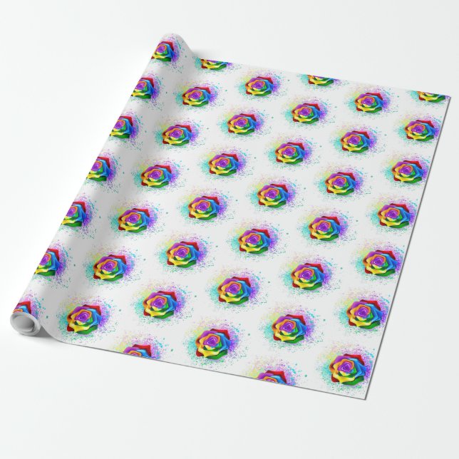 Papier Cadeau Rose arc-en-ciel coloré (Déroulé)