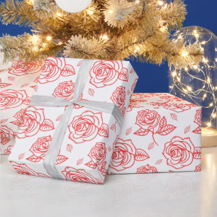 Papier Cadeau Rose Art en Ligne Rouge