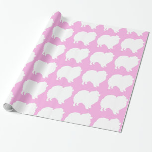 Papier Cadeau Rose blanc de silhouette de papier d'emballage de