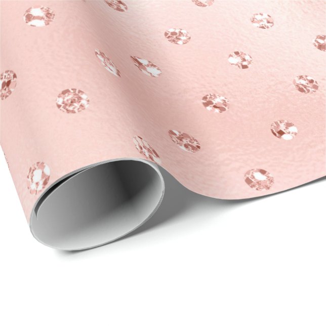 Papier Cadeau Rose Blush Beauté Rose cristaux Swarovski Points (Coin rond)