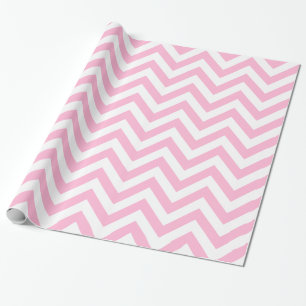 Papier Cadeau Rose Bonbon Blanc XL Motif Chevron ZigZag