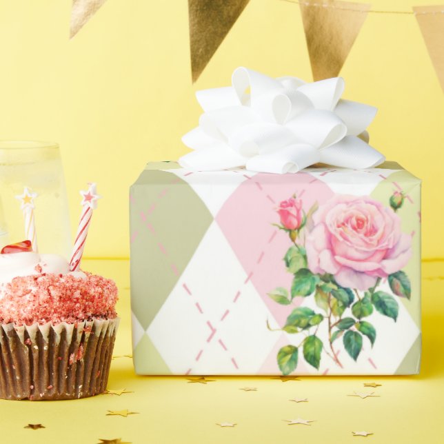 Papier cadeau Rose botanique (Fête d'anniversaire)