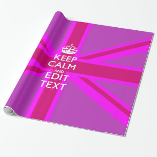 Papier Cadeau Rose Chaud - Garder le calme Modifier le texte Uni