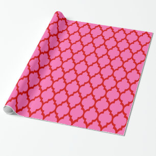 Papier Cadeau Rose chaud, XL rouge Quatrefoil marocain #4