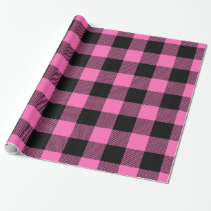 Papier Cadeau Rose Chaude Noir Énorme Buffalo Carreaux Bûcheron