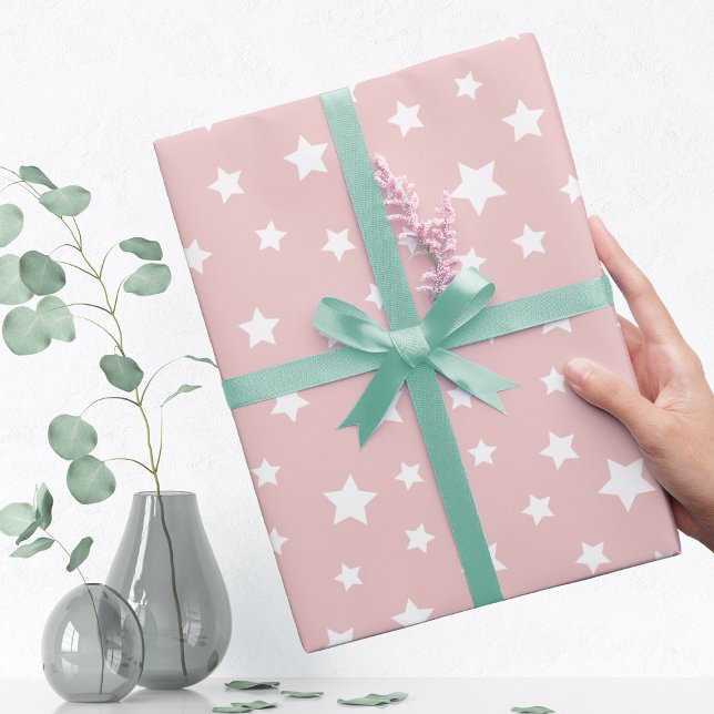 Papier Cadeau Rose clair avec Motif étoilé (Créateur téléchargé)