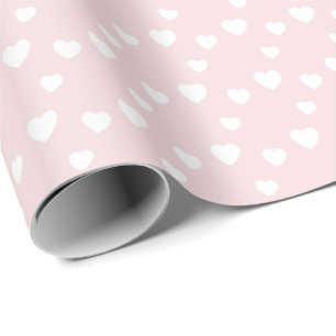 Papier Cadeau Rose clair et Coeurs, anniversaire, douche, fête