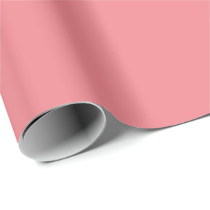 Papier Cadeau Rose Corail et Motif Blanc