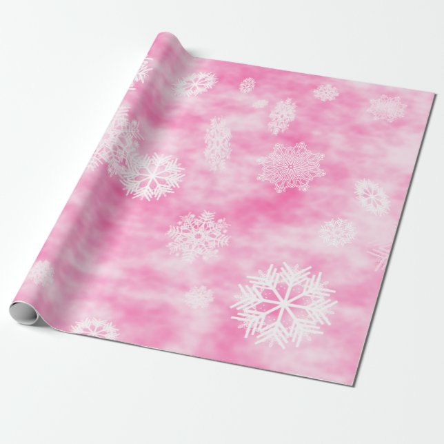 Papier Cadeau Rose d'automne de flocons de neige (Déroulé)