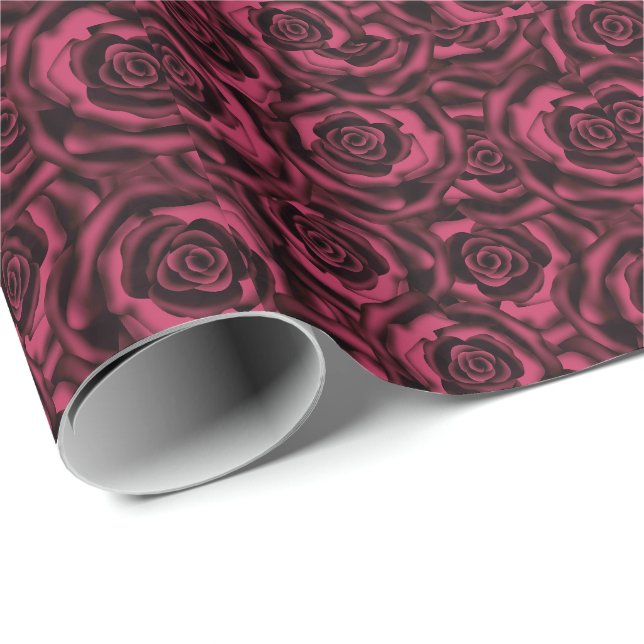 Papier Cadeau Rose de Bourgogne (Coin rond)