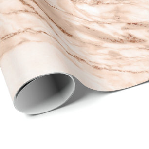 Papier Cadeau Rose de cuivre corail blanc Blush Carrara marbre p