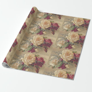 Papier Cadeau Rose de Noël victorien
