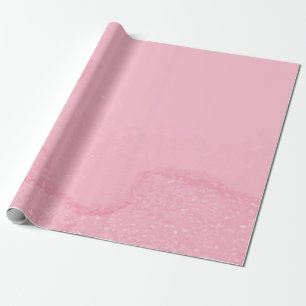 Papier Cadeau Rose délicat avec motif d'accent de paillettes lég