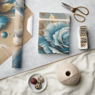 Papier Cadeau Rose dorée et sarcelle
