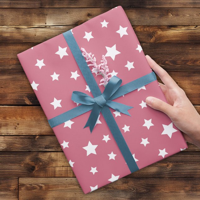 Papier Cadeau Rose doux avec Motif étoilé (Créateur téléchargé)