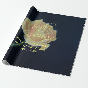 Papier Cadeau Rose du 50e Anniversaire de Mariage de Diamant