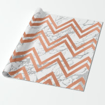 Rose en cuivre marbre or Zig Zag Chevron gris blan