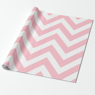 Papier Cadeau Rose et blanc Grandes tailles Chevron Grandes band