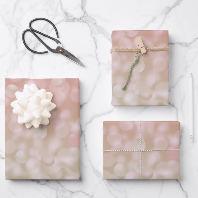 Papier cadeau rose et crème à effet bokeh (Recto)