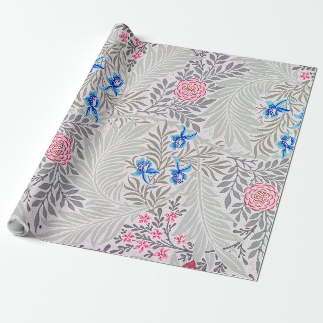 Papier Cadeau Rose et Larkspur, William Morris (Déroulé)
