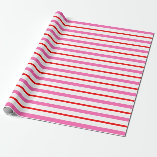 Papier Cadeau rose et rouge rayé (Déroulé)