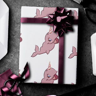 Papier Cadeau Rose étroit   Girly Kawaii Chibi Dessin Party
