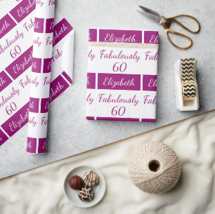 Papier Cadeau rose Fabully 60 60e Anniversaire Papier d'envelopp