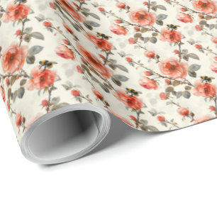 Papier Cadeau Rose floral avec enveloppement de cadeau botanique