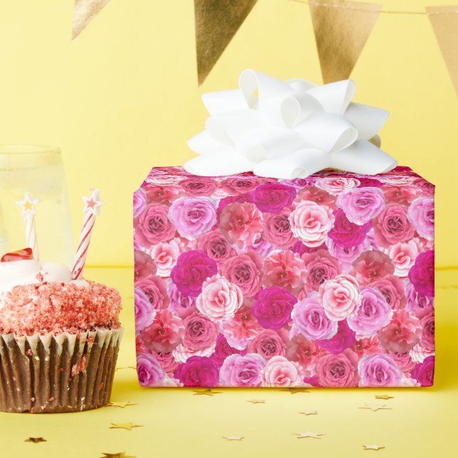 Papier Cadeau Rose Floral surdimensionné Douche Anniversaire Mar (Fête d'anniversaire)