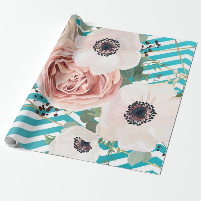 Papier Cadeau rose géométrique géométrique de rouleaux de papier (Déroulé)