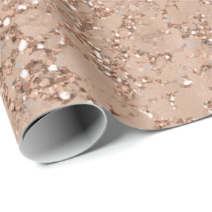 Papier Cadeau Rose Gold Blush Rose Glamour Étincelle Crackle Chi