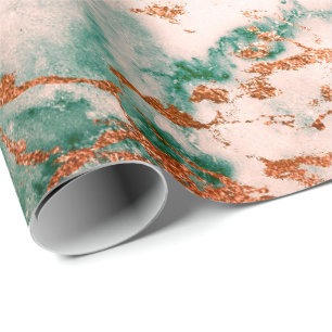Papier Cadeau Rose Gold Cali Marbre Vert profond Pierre Bois de 