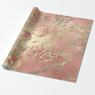 Papier Cadeau Rose Gold Champaigne Marbre brillant en métal