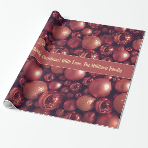 Papier Cadeau Rose Gold Christmas Baubles Motif Ajouter un texte