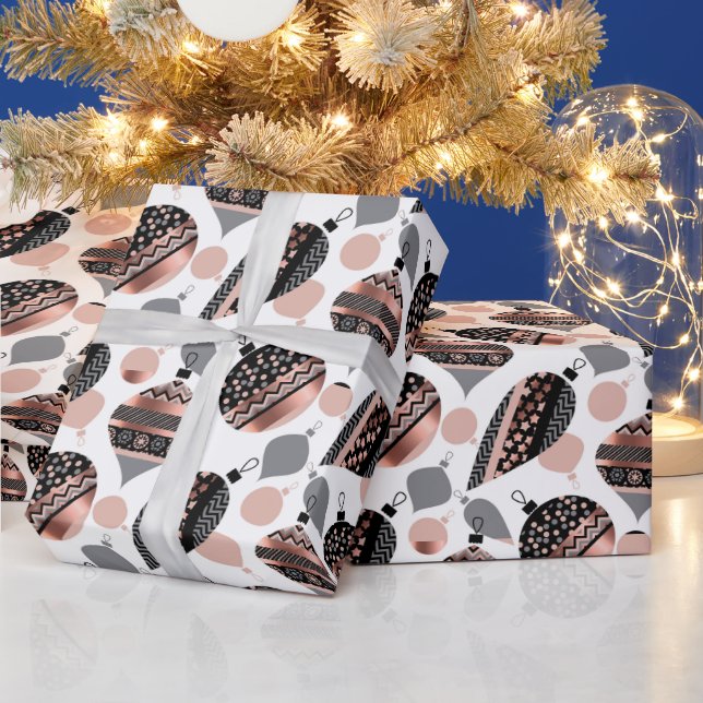 Papier Cadeau Rose Gold Christmas Ornaments  (Vacances)