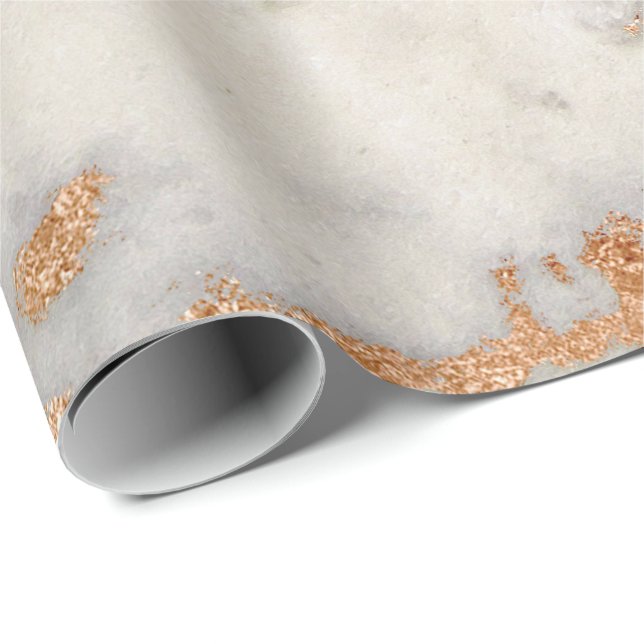 Papier Cadeau Rose Gold Cuivre Gris Abstrait Marbre Moulé Glas (Coin rond)
