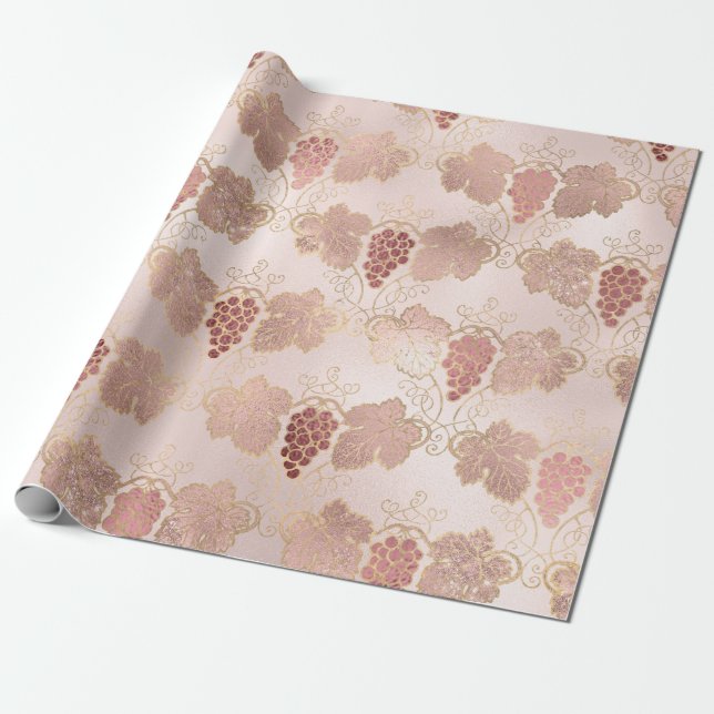 Papier Cadeau Rose Gold et Blush French Vin thème (Déroulé)