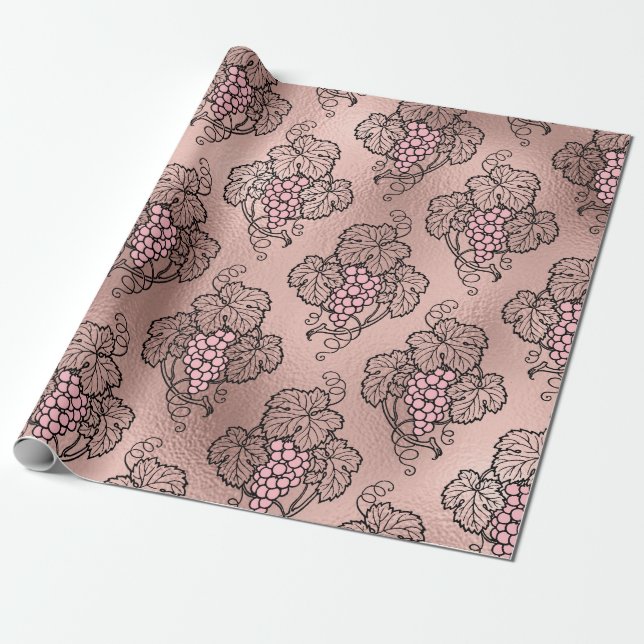 Papier Cadeau Rose Gold et Blush French Vin thème (Déroulé)