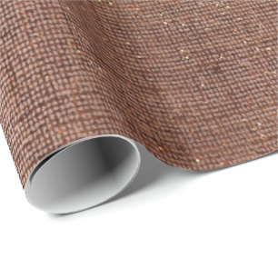 Papier Cadeau Rose Gold Faux Sepia Linen Mesh Metallic Burlap