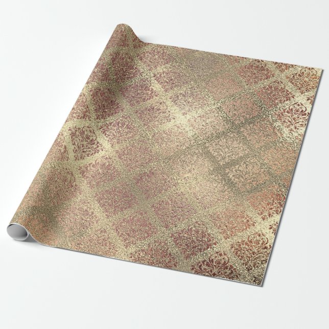 Papier Cadeau Rose Gold Foxier Champaign Verre brillant métal (Déroulé)