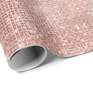 Papier Cadeau Rose Gold Glam Étincelle Mariée Blush Élégant Mari