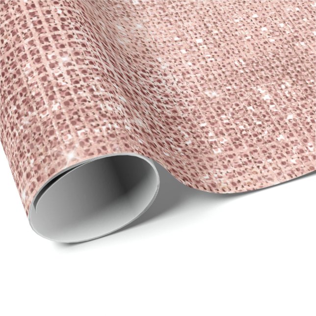 Papier Cadeau Rose Gold Glam Étincelle Mariée Blush Élégant Mari (Coin rond)
