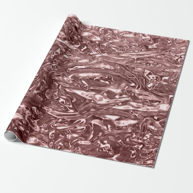 Papier Cadeau Rose Gold Liquid Chrome Metallic Chic Glam Party (Déroulé)