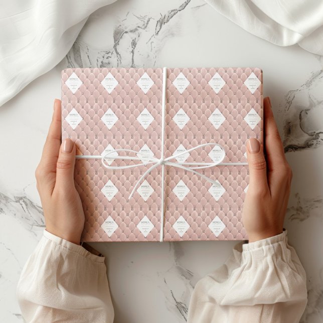 Papier Cadeau Rose Gold Luxueux Brodé Monogramme (Créateur téléchargé)