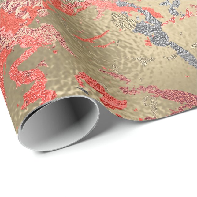 Papier Cadeau Rose Gold Marbre Coral Cuivre Urbain Abstrait (Coin rond)