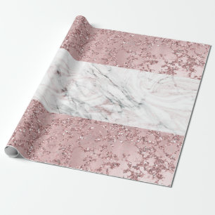 Papier Cadeau Rose Gold Moderne Marbre & Paillettes Décoratif