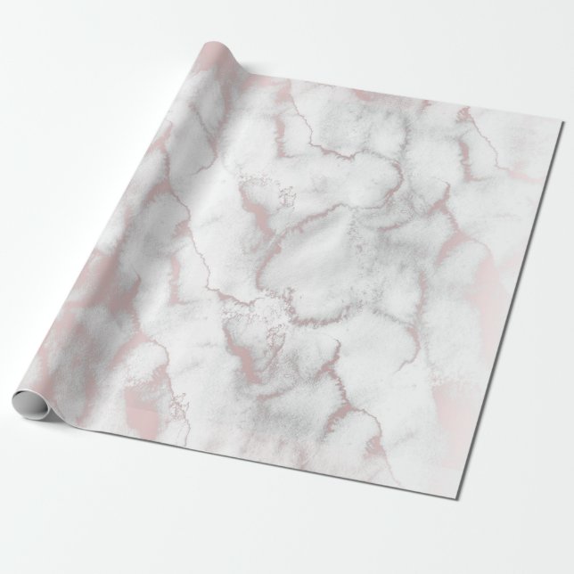 Papier Cadeau Rose Gold Rose Marbre Moderne Chic Tendance Fête (Déroulé)