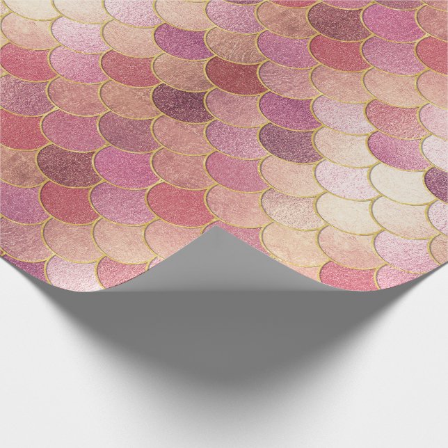 Papier Cadeau Rose Gold Shimmer Mermaid Échelle Motif (Coin)