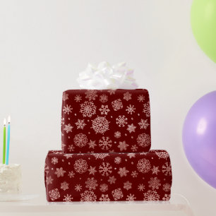 Papier Cadeau Rose Gold Snowflakes sur Winterberry Red Xmas cade